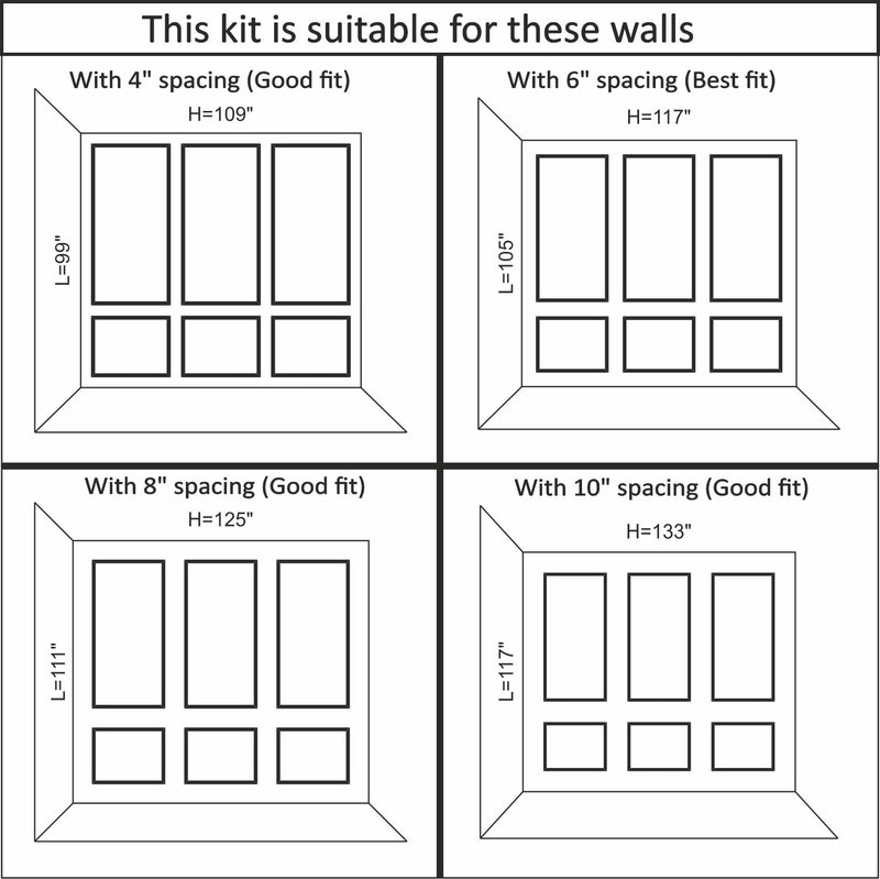 Birdeco Ready to Go Wall Molding Kit - 3 Upper & 3 Bottom Frames | Easy Installation - Image 3