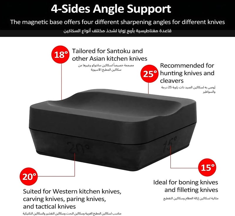 businager Professional Rolling Knife Sharpener with 4 Angles - Stainless Steel & Diamond Tools - Ideal for All Knives in Home & Restaurant Kitchens (Brown) - Image 3