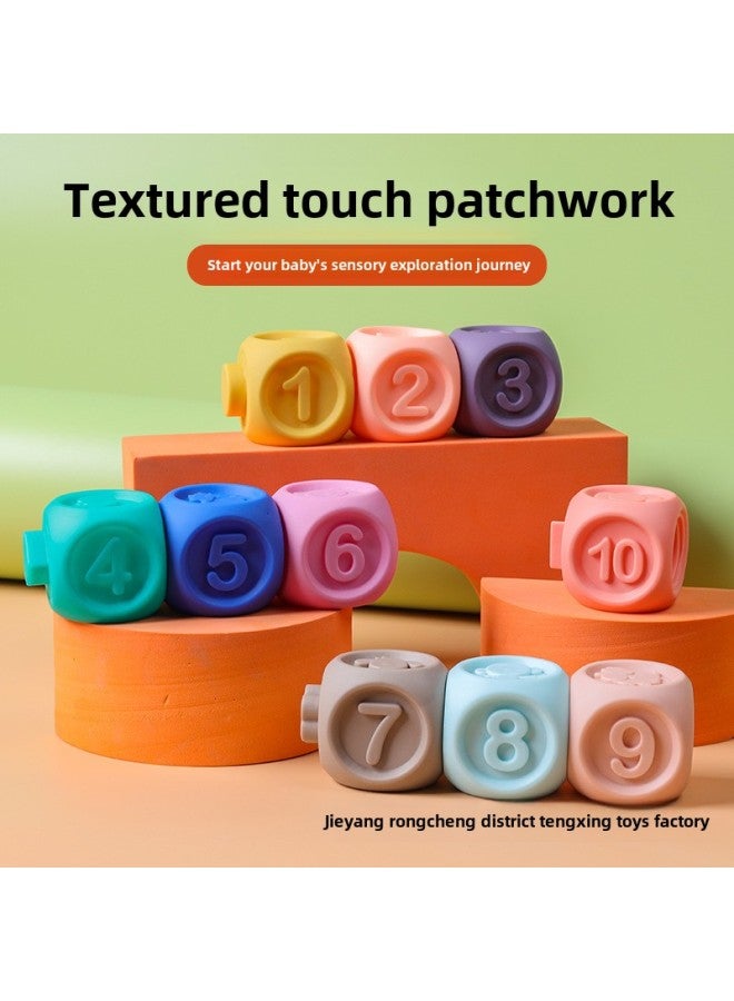 Baby Puzzle Pinch Call Hand Grab Ball Children's Manhattan Ball Tactile Perception Grasp Sound Cartoon Ball Toy-Specifications:Building Block Splicing Ball -7 - Image 5