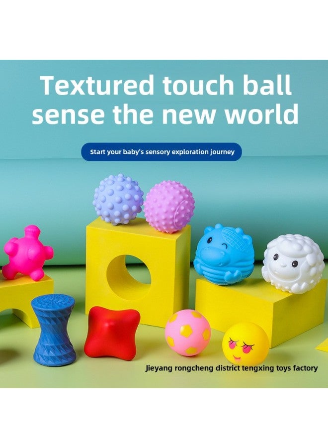 Baby Puzzle Pinch Call Hand Grab Ball Children's Manhattan Ball Tactile Perception Grasp Sound Cartoon Ball Toy-Specifications:Building Block Splicing Ball -7 - Image 2