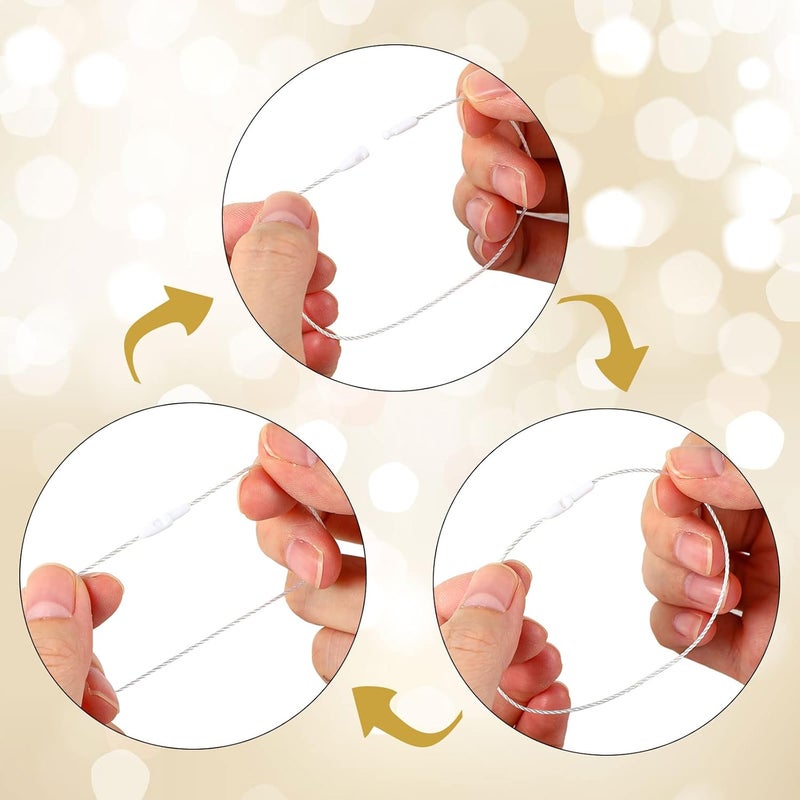 Shappy 400 قطعة من حوامل الزينة بأقفال قفلية حبال علامات الزينة مثبتات حبال معلقة مسبقة القطع للزينة في عيد الميلاد والهالوين والعطلات البيضاء 400 قطعة - Image 4