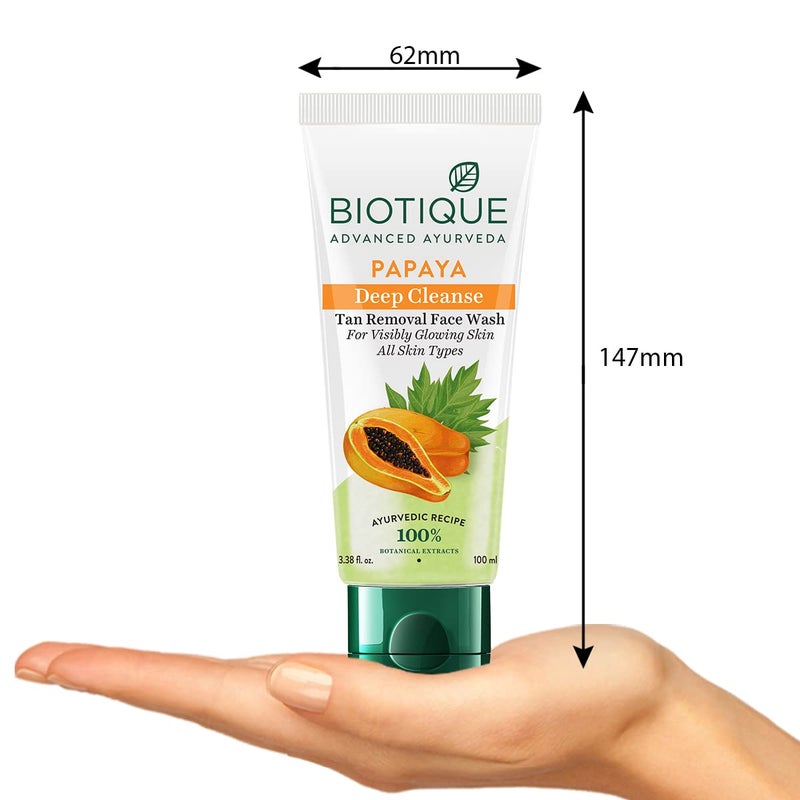 Biotique Bio Papaya Visibly Flawless Skin Face Wash, 100ml I All Skin Type I Dissolve Dead Surface Cells, Unclog Pore Openings - Image 4