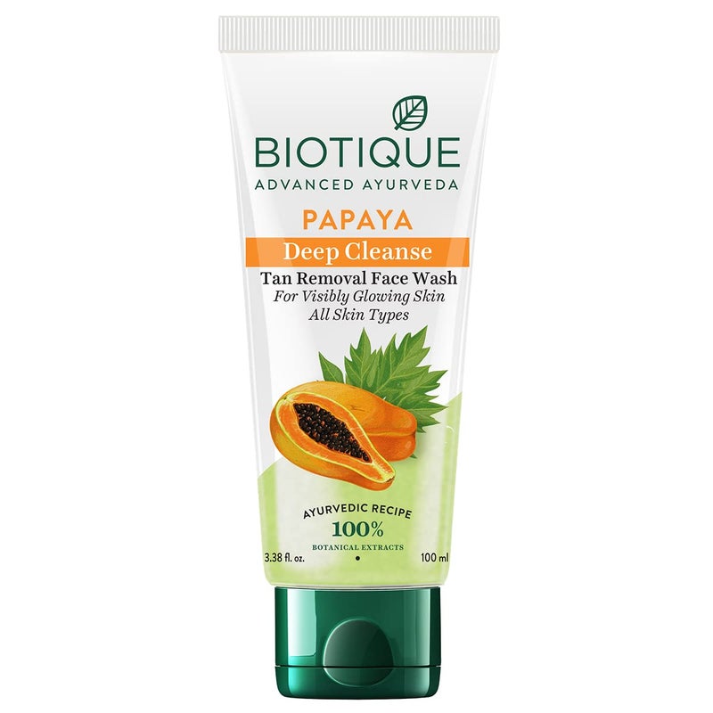 Biotique Bio Papaya Visibly Flawless Skin Face Wash, 100ml I All Skin Type I Dissolve Dead Surface Cells, Unclog Pore Openings - Image 1