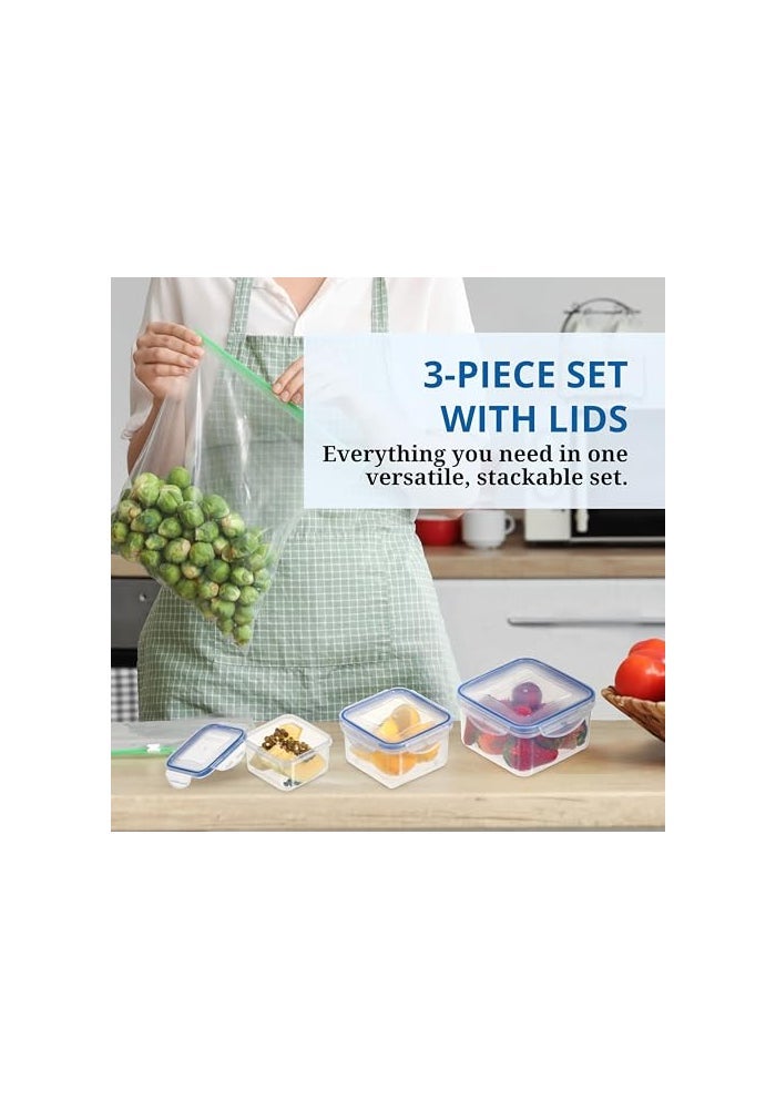 Westinghouse USA Square Food Storage Box Set | 3 Sizes: 0.4L, 0.7L, 1.2L | Durable & Stackable | BPA-Free & Dishwasher-Safe - Image 4