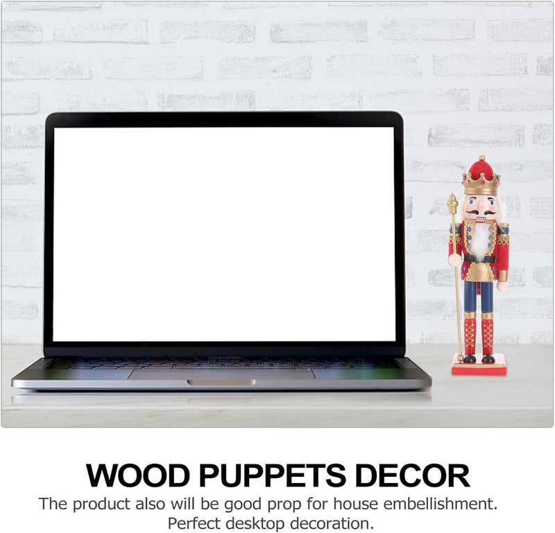 Nutcracker Puppet Doll Wooden Walnut Soldier Xmas Red and Cream Holiday Figurine Home Holiday Decoration for Table and Shelf Display - Image 1