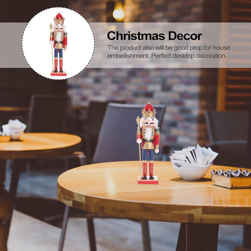 Nutcracker Puppet Doll Wooden Walnut Soldier Xmas Red and Cream Holiday Figurine Home Holiday Decoration for Table and Shelf Display - Image 4