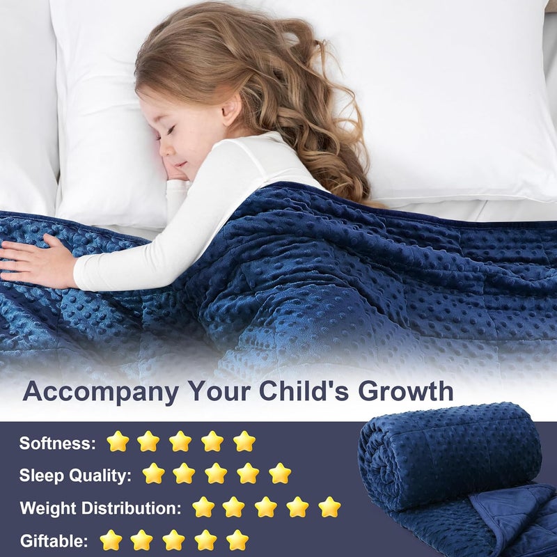 Alomidds Weighted Blanket (41"x60" 7LBS, Blue), Weighted Blankets for Kids, Cooling Breathable Soft Cute Heavy Blanket with Glass Beads - Image 2