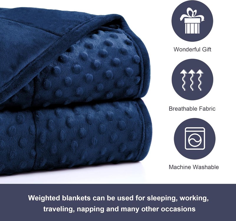 Alomidds Weighted Blanket (41"x60" 7LBS, Blue), Weighted Blankets for Kids, Cooling Breathable Soft Cute Heavy Blanket with Glass Beads - Image 5