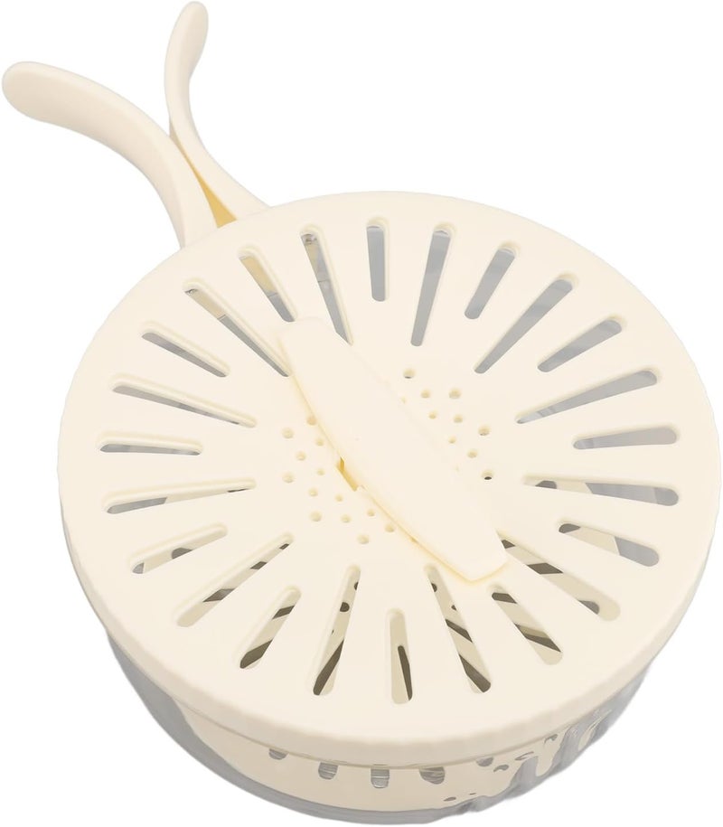 AMONIDA Fruit Vegetable Washing Bowl, Multifunctional Draining Basket with Concealed Foldable Handle, Ideal for Kitchen Storage & Outdoor Picnics, Brown (White) - Image 4