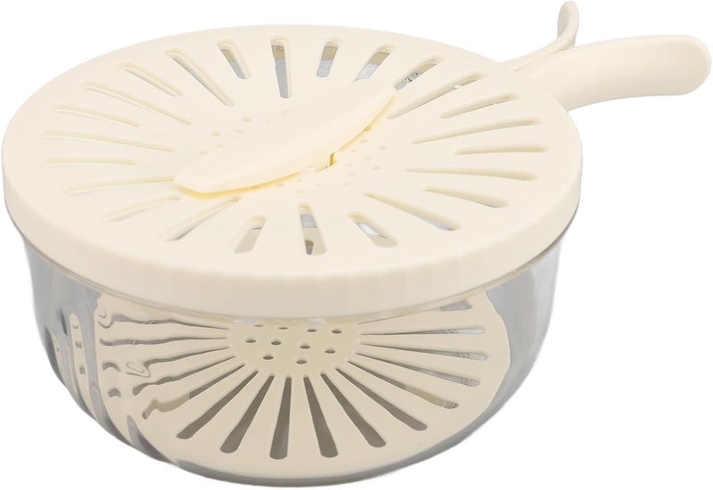 AMONIDA Fruit Vegetable Washing Bowl, Multifunctional Draining Basket with Concealed Foldable Handle, Ideal for Kitchen Storage & Outdoor Picnics, Brown (White) - Image 2