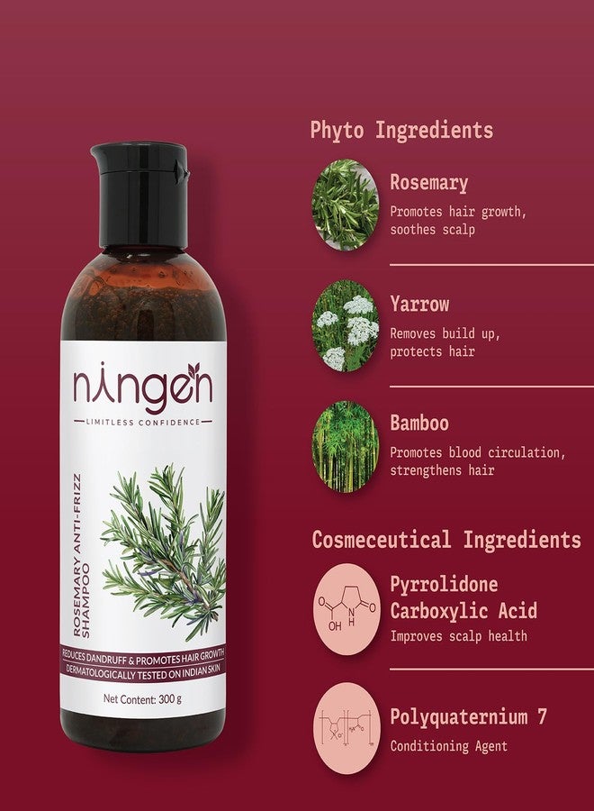 نينغن شامبو نينجن روزماري المضاد للتجعد والمرمم للشعر | فوائد اليارو، والخيزران، والشاي الأسود | يزيل الأوساخ، والقشرة، والزيوت، والملوثات | مُختَبَر من قِبَل أطباء الجلدية، خالٍ من البارابين | 300 غرام - Image 2