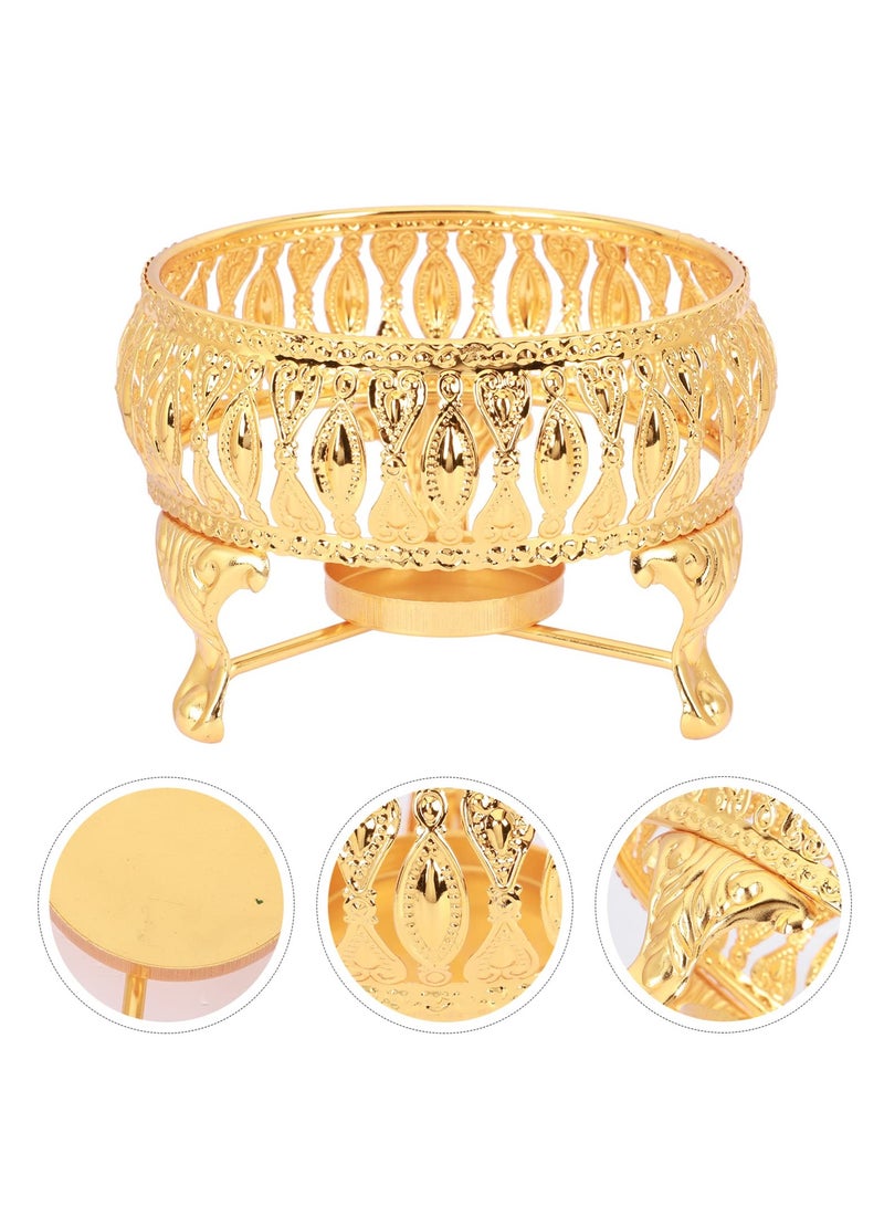 SYOSI Teapot Warmer Retro Alloy Silver Tea Warmer with Tealight Holder Stainless Steel Teapot Warmer Base for Borosilicate Glass Ceramic Teapots and Other Heatproof Pots Warming Use Golden  - Image 2