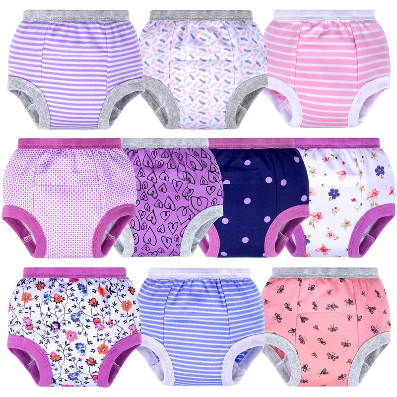 BIG ELEPHANT Potty Training Underwear, 100% Cotton Absorbent Unisex Toddler Pee Pants for Boys & Girls (Floral Series, 10-pack, 12-24 Months) - Image 1