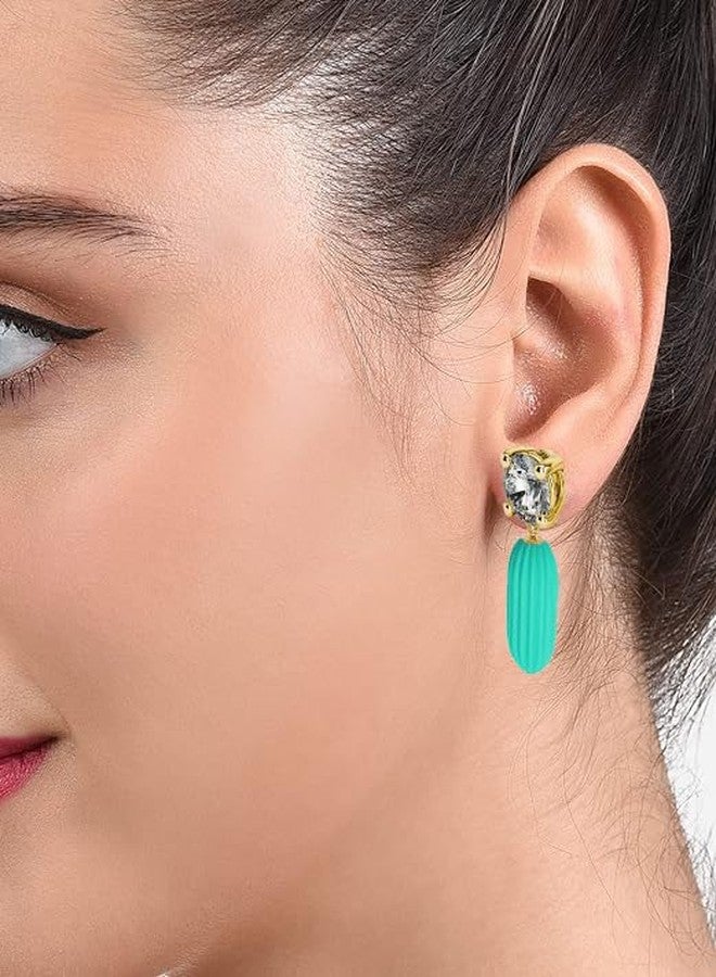 ZEELPETAL Earring for Girl Sturd Fancy Everyday Use Earring, Bali hanging Beads Tassel earring for Women with Pe Film Earrings Storage Box Nude Matte Finish Colors - 1Pair. (Sky Blue) - Image 2