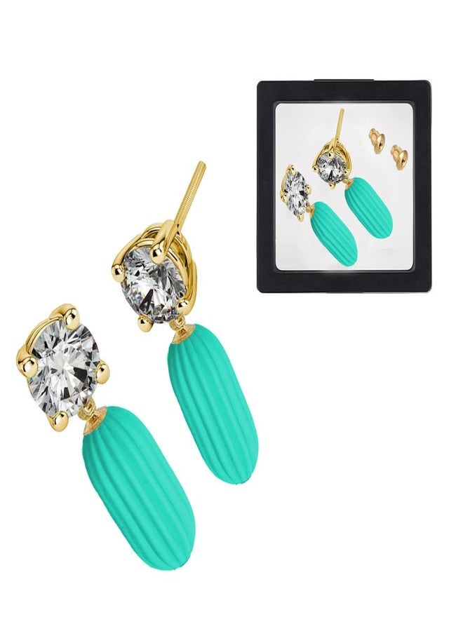 ZEELPETAL Earring for Girl Sturd Fancy Everyday Use Earring, Bali hanging Beads Tassel earring for Women with Pe Film Earrings Storage Box Nude Matte Finish Colors - 1Pair. (Sky Blue) - Image 3