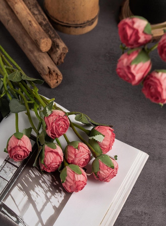 DuHouse 24pcs Artificial Vintage Roses Silk Mini Rose with Stem Fake Rose Bouquets for Arrangement Wedding Centerpiece Party Home Decoration(Vintage Pink) - Image 5