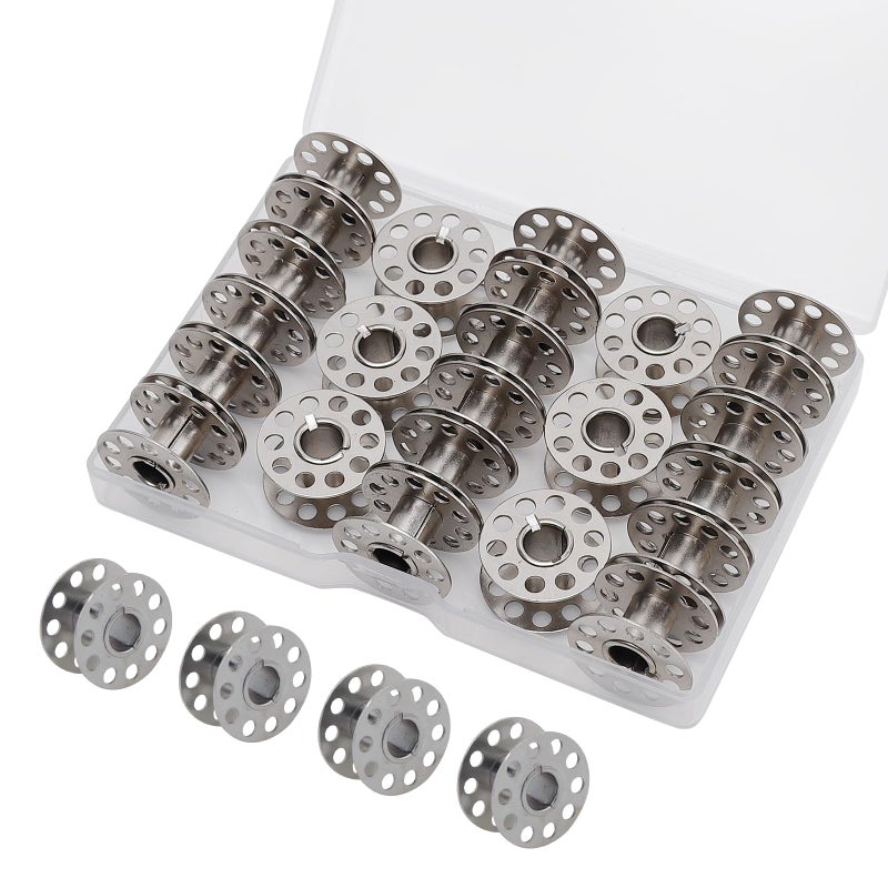 kidoom Metal Sewing Machine Bobbins, 28 PCS Universal Sewing Machine Bobbins, Compatible with Singer, Brother, Janome, Bernina, Toyata, etc. (28 PCS) - Image 1