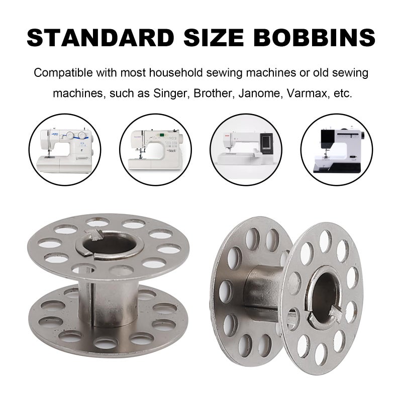 kidoom Metal Sewing Machine Bobbins, 28 PCS Universal Sewing Machine Bobbins, Compatible with Singer, Brother, Janome, Bernina, Toyata, etc. (28 PCS) - Image 3