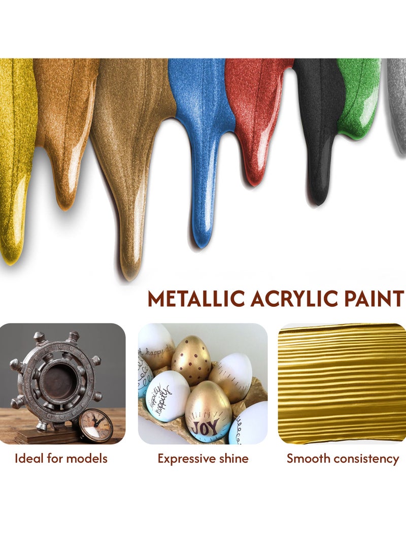 فلاش طلاء أكريليك معدني ممتاز من فلاش، مصبوغ بدرجة عالية ومقاوم للبهتان، غير سام، طلاء متعدد الأسطح للفنانين والرسامين الهواة والأطفال (نحاسي) - Image 4