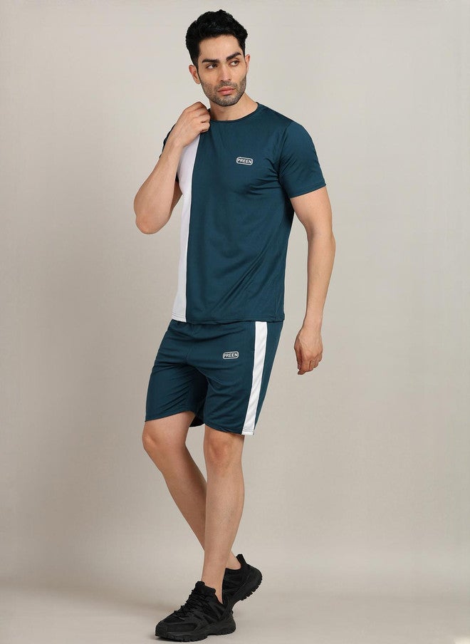 PREEN Men Colourblocked T-shirt and Shorts Set - Image 2
