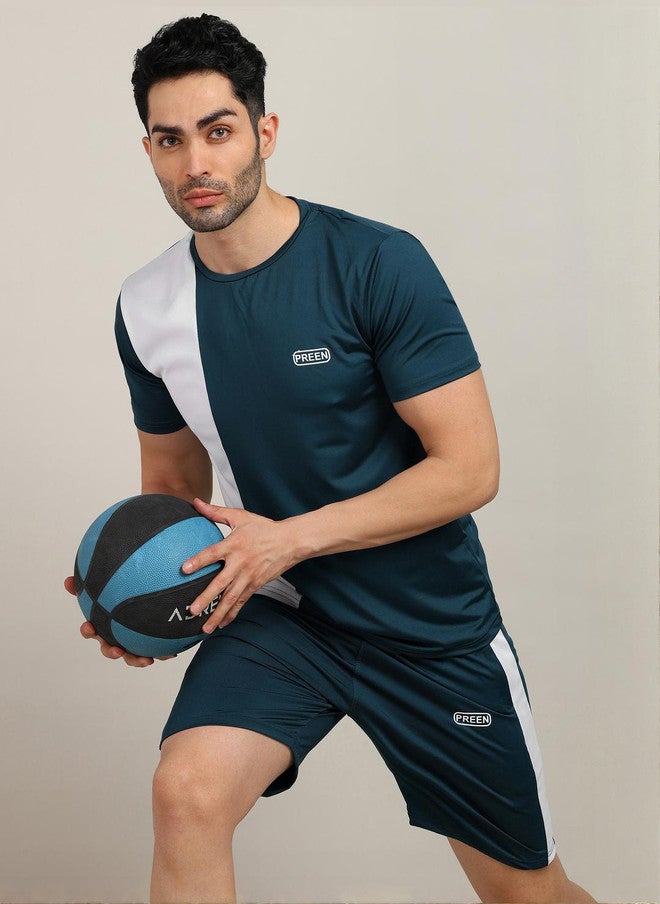 PREEN Men Colourblocked T-shirt and Shorts Set - Image 4