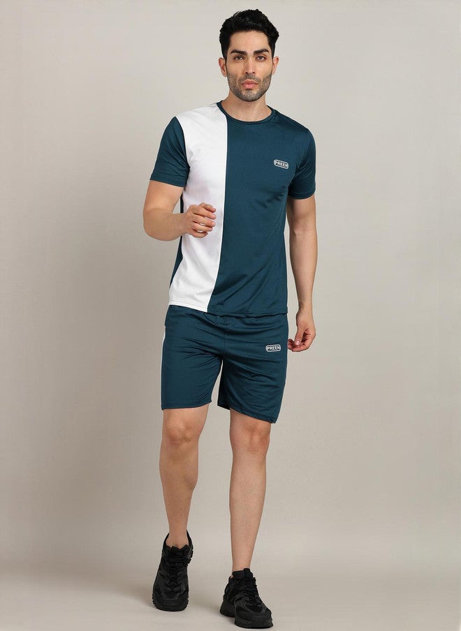 PREEN Men Colourblocked T-shirt and Shorts Set - Image 1