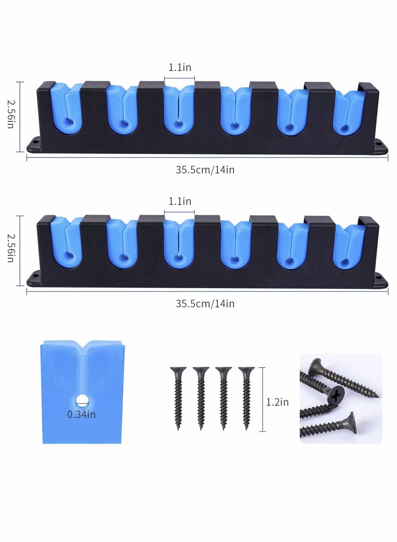 KASTWAVE Rod Racks Upgraded Fishing Rod Holder, Wall Mounted Fishing Rod Rack, Fishing Pole Holders for Garage,6-Rod Fishing Pole Rack, 1 Pair (Horizontal), BLUE, 13.8 * 5.3 * 1.3in - Image 2