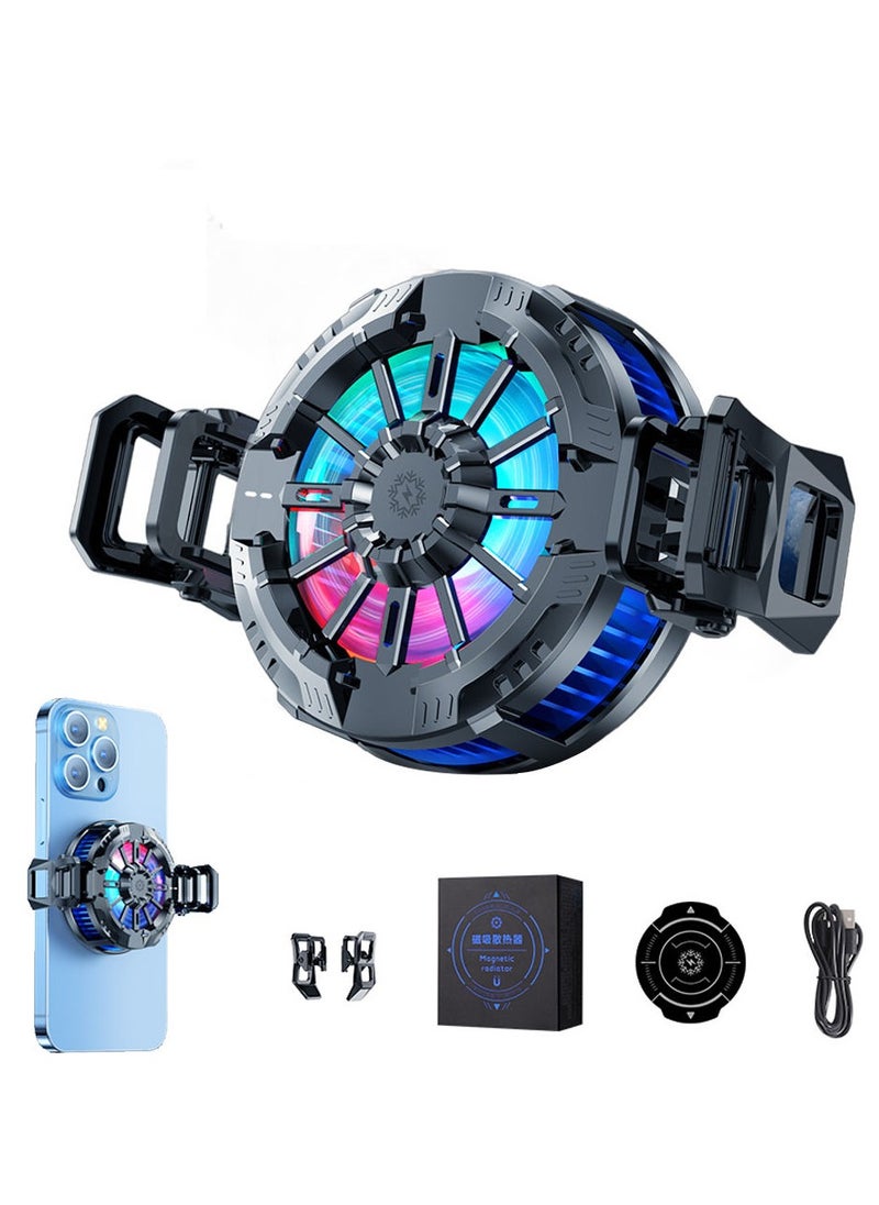 Generic - Cooling Fan Magnetic Wireless Charger RGB Light Temperature Display Game Phone Radiator & Back Clip For Magsafe iPhone Gaming - Image 1