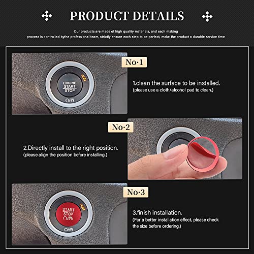 LECART Red Push Start Button Cover Sticker Fit for Dodge Charger/Challenger/Durango/Ram 1500 Car Interior Accessories Keyless Start Button Decorations Metal Decor Trim 1 Pack - Image 5