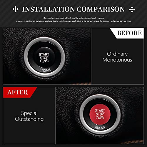 LECART Red Push Start Button Cover Sticker Fit for Dodge Charger/Challenger/Durango/Ram 1500 Car Interior Accessories Keyless Start Button Decorations Metal Decor Trim 1 Pack - Image 2