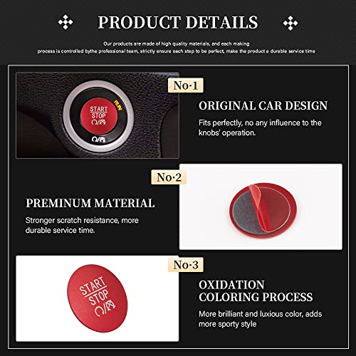 LECART Red Push Start Button Cover Sticker Fit for Dodge Charger/Challenger/Durango/Ram 1500 Car Interior Accessories Keyless Start Button Decorations Metal Decor Trim 1 Pack - Image 3