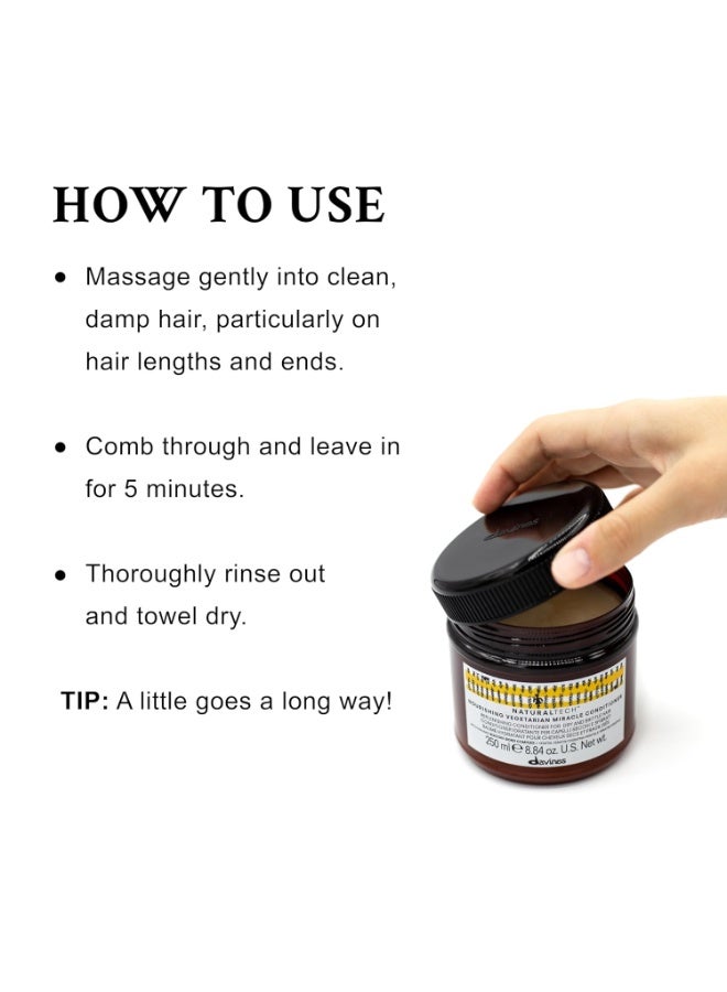 Davines Naturaltech Nourishing Vegetarian Miracle Conditioner 250ml for Dry & Damaged Hair, Deep Hydrating and Repairing Conditioner with Vegetal Keratin, Intensive Moisture Treatment, Anti-Breakage Hair Conditioner for Soft Smooth Hair - Image 3