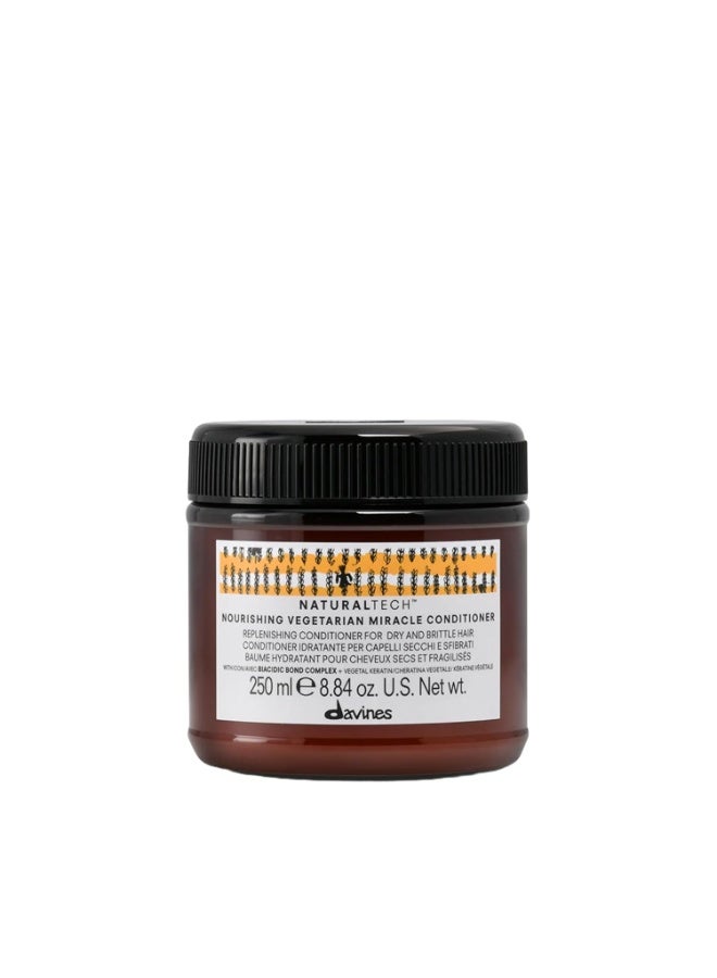 Davines Naturaltech Nourishing Vegetarian Miracle Conditioner 250ml for Dry & Damaged Hair, Deep Hydrating and Repairing Conditioner with Vegetal Keratin, Intensive Moisture Treatment, Anti-Breakage Hair Conditioner for Soft Smooth Hair - Image 1