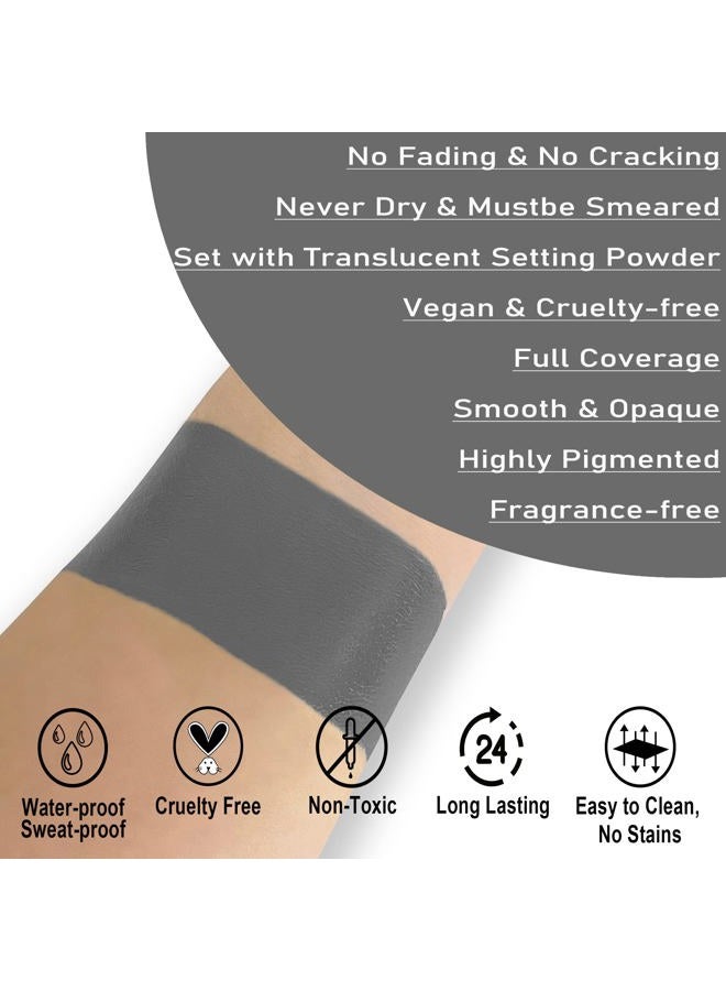 CCbeauty CCBeauty Dark Grey Face Body Paint Stick, Grease Gray FacePaint, Cream Grayscale Foundation Makeup, Waterproof Hypoallergenic for Halloween SFX Special Effects Cosplay Costume Parties  - Image 2
