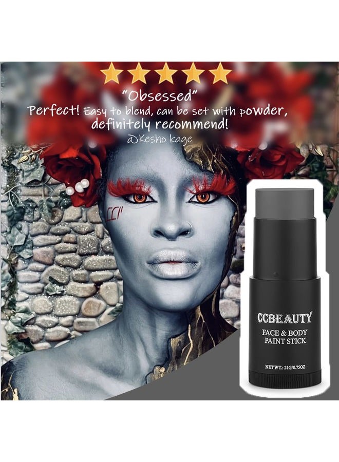 CCbeauty CCBeauty Dark Grey Face Body Paint Stick, Grease Gray FacePaint, Cream Grayscale Foundation Makeup, Waterproof Hypoallergenic for Halloween SFX Special Effects Cosplay Costume Parties  - Image 3