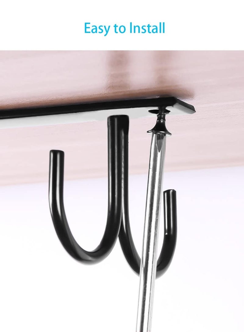 SOLARAE حامل أكواب تحت الخزانة، حامل أكواب القهوة، 8 خطافات أكواب تحت الرف، عرض أكواب معلقة لتجفيفها لأدوات المطبخ، أسود - Image 5