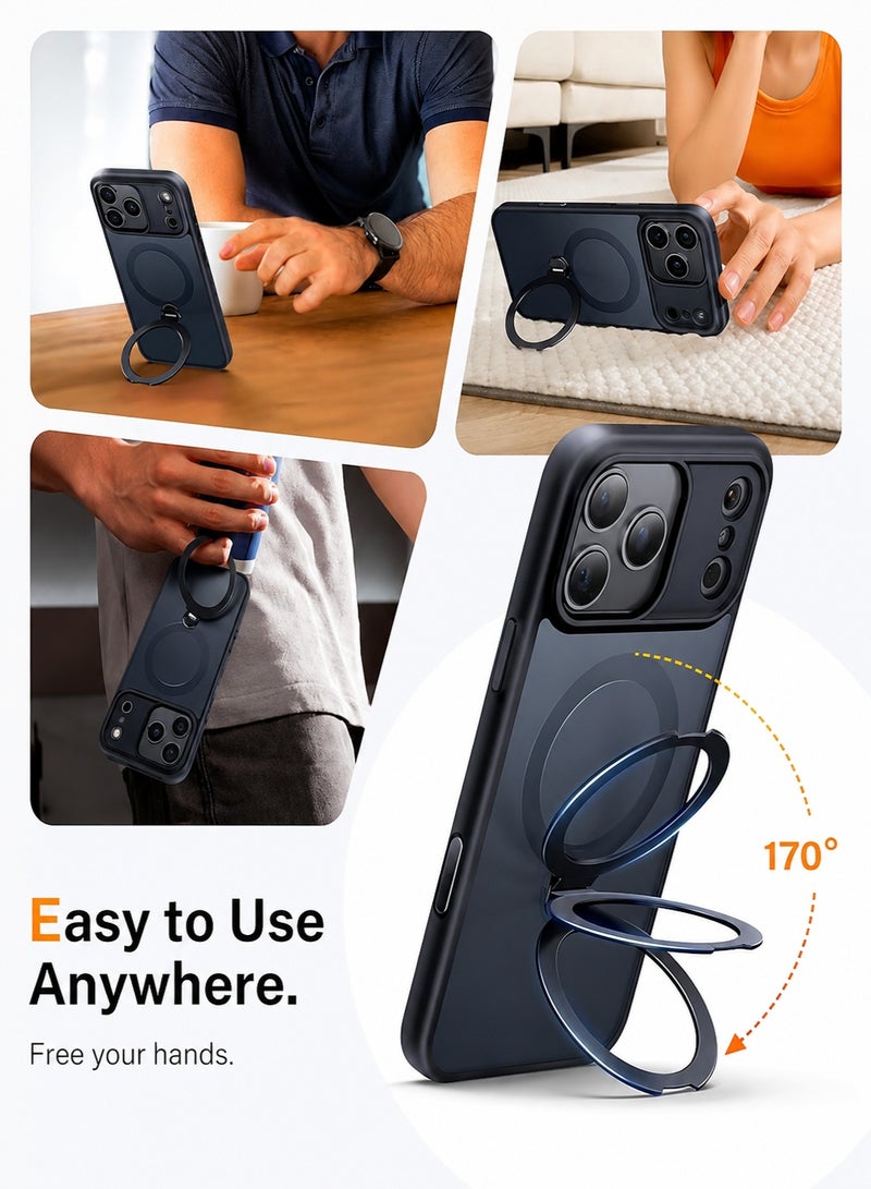 ORYXA iPhone 17 Pro Case, Screen Protector, 360° Magnetic Stand, Military-Grade Shockproof 17 Pro Cover Compatible with MagSafe, Heavy Duty Phone Cover for iPhone 17 Pro Black - Image 3