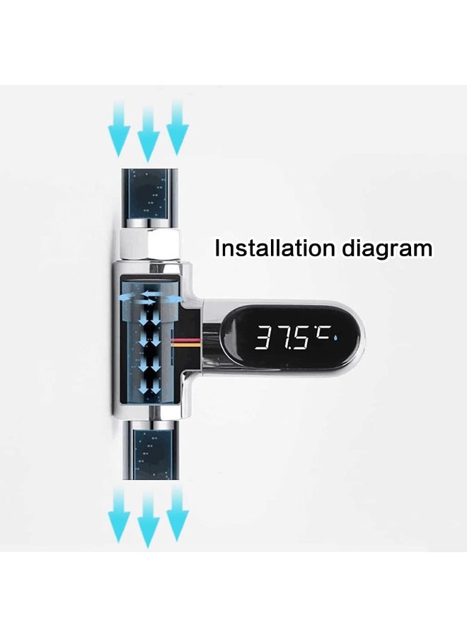 SAILINGFLO Shower Thermometer Led Digital Display Baby Bath Water Fahrenheit Celsius Thermometer 360°Rotating Screen For Home Bathroom Kitchen (Silver) - Image 2