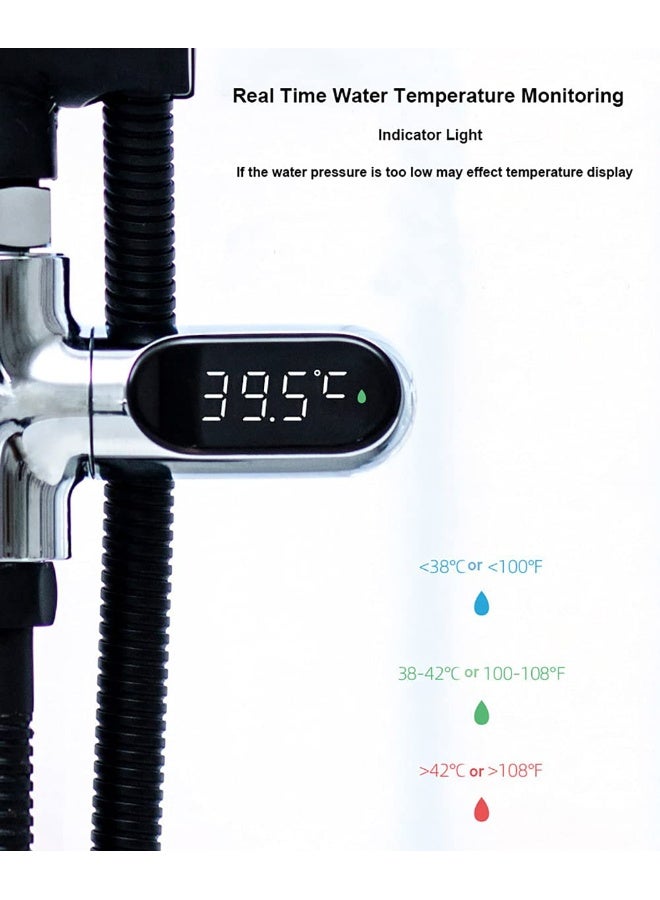 SAILINGFLO Shower Thermometer Led Digital Display Baby Bath Water Fahrenheit Celsius Thermometer 360°Rotating Screen For Home Bathroom Kitchen (Silver) - Image 4