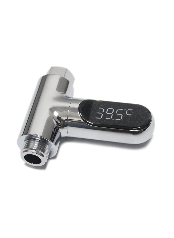 SAILINGFLO Shower Thermometer Led Digital Display Baby Bath Water Fahrenheit Celsius Thermometer 360°Rotating Screen For Home Bathroom Kitchen (Silver) - Image 1