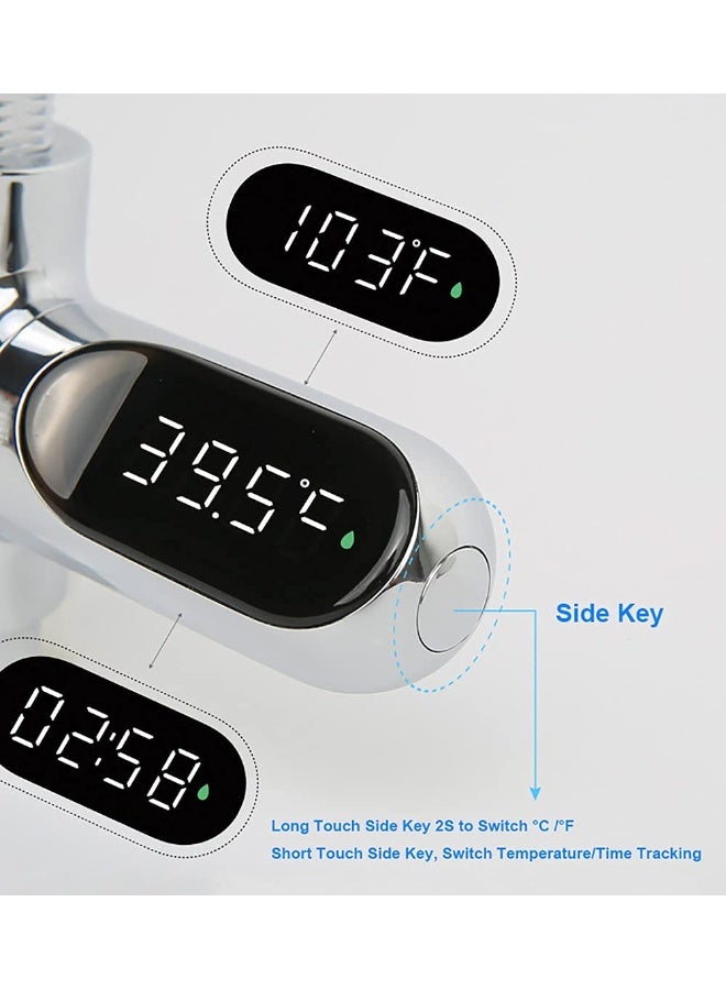 SAILINGFLO Shower Thermometer Led Digital Display Baby Bath Water Fahrenheit Celsius Thermometer 360°Rotating Screen For Home Bathroom Kitchen (Silver) - Image 5