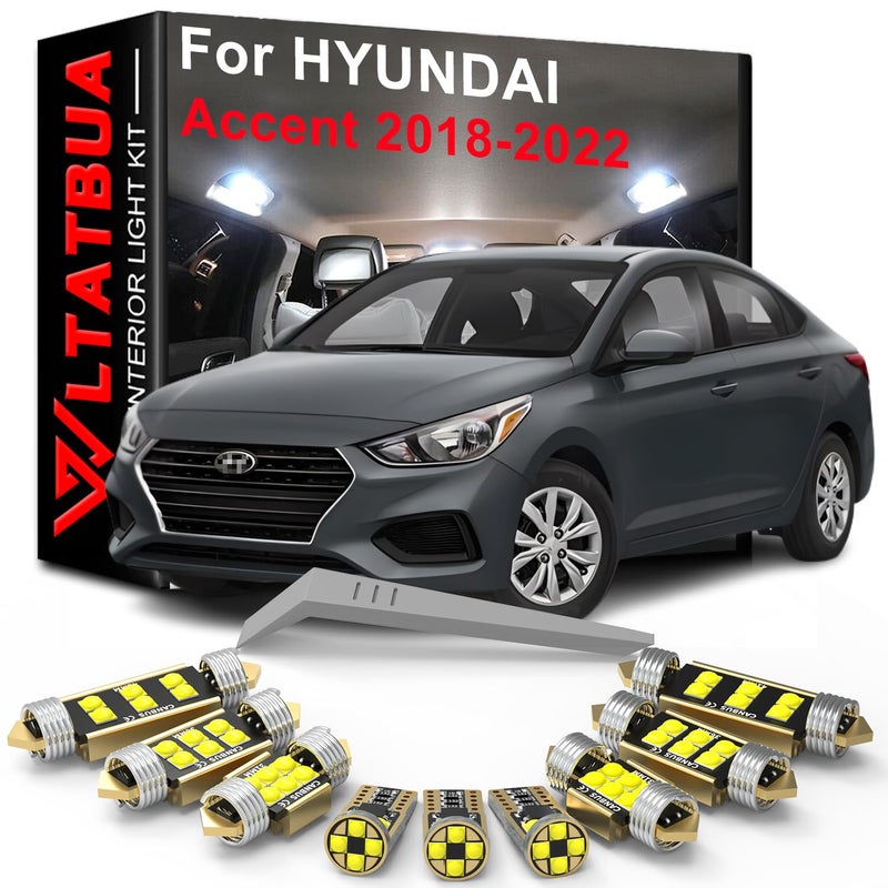 LED Interior Light Kit Package Replacement for HYUNDAI Accent HC YC BN7 2018 2019 2020 2021 2022 Super Bright 6000K White Bulbs Install Tool