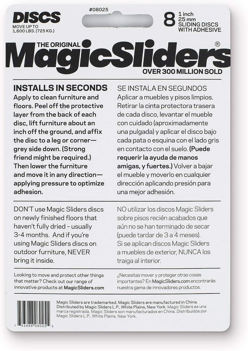 Magic Sliders 8025 Round 8 Pack - Self-Adhesive Furniture Pads for Easy Movement and Floor Protection - Image 2