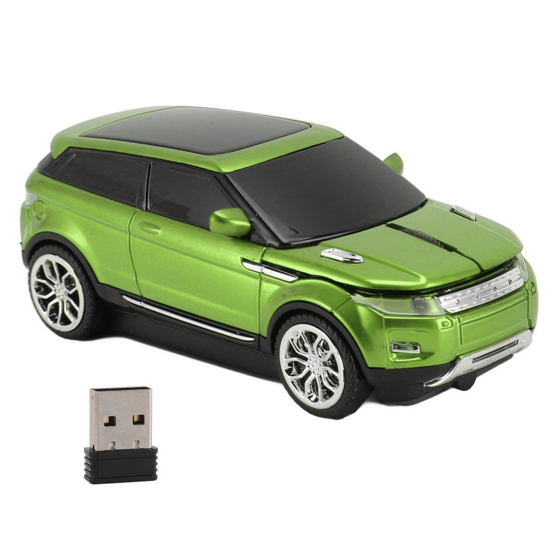 فأرة السيارة الرياضية 2.4 جيجاهرتز مع مستقبل USB لاسلكية بتصميم سيارة خضراء - وضع السكون التلقائي تصميم مريح فأرة ألعاب للمنزل والمكتب والمدرسة - Image 1
