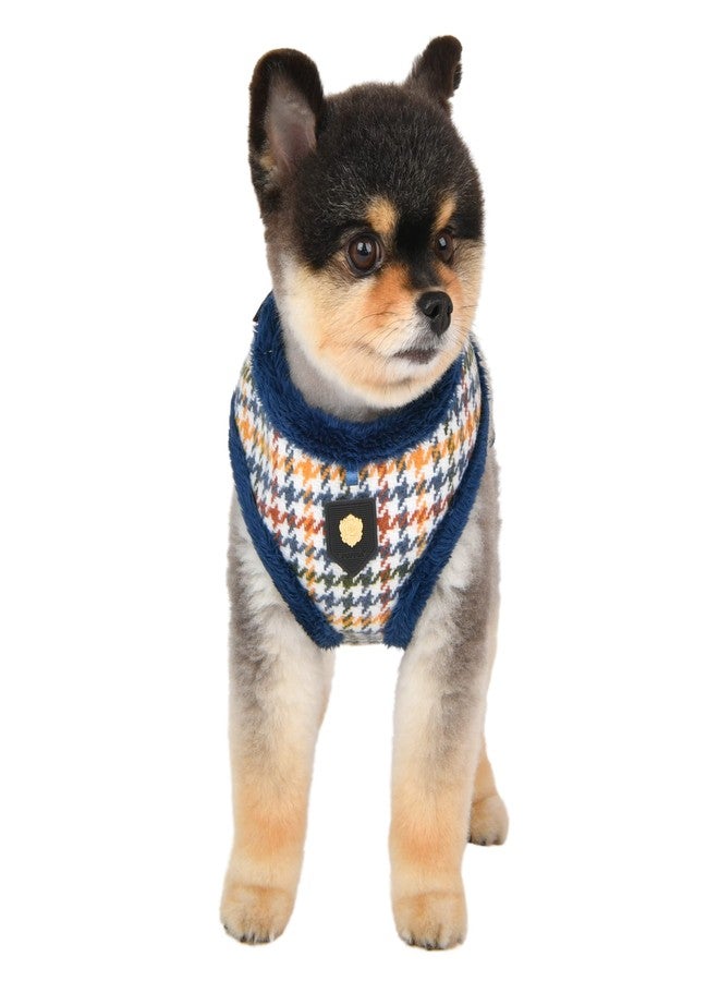 Puppia Kent Dog Harness Over-The-Head Warm Winter Houndstooth Pattern Adjustable Chest for Small and Medium Dog, Blue, X-Large - Image 4
