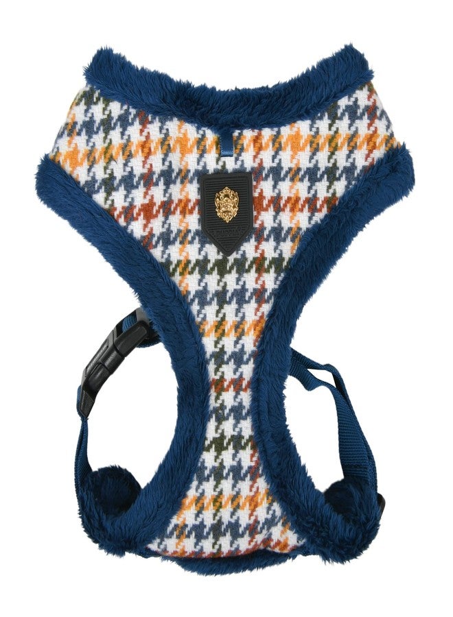 Puppia Kent Dog Harness Over-The-Head Warm Winter Houndstooth Pattern Adjustable Chest for Small and Medium Dog, Blue, X-Large - Image 1