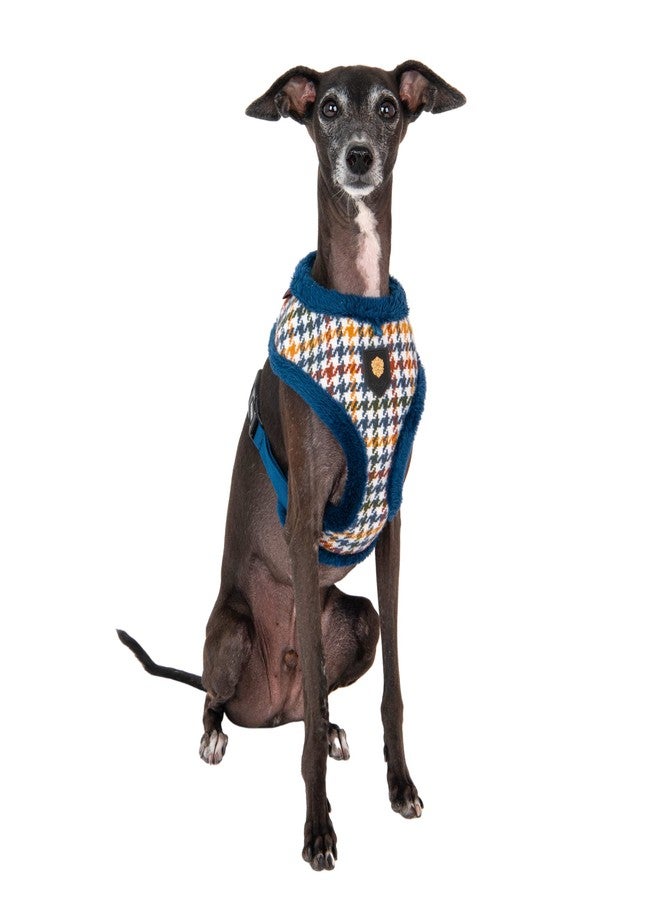 Puppia Kent Dog Harness Over-The-Head Warm Winter Houndstooth Pattern Adjustable Chest for Small and Medium Dog, Blue, X-Large - Image 3