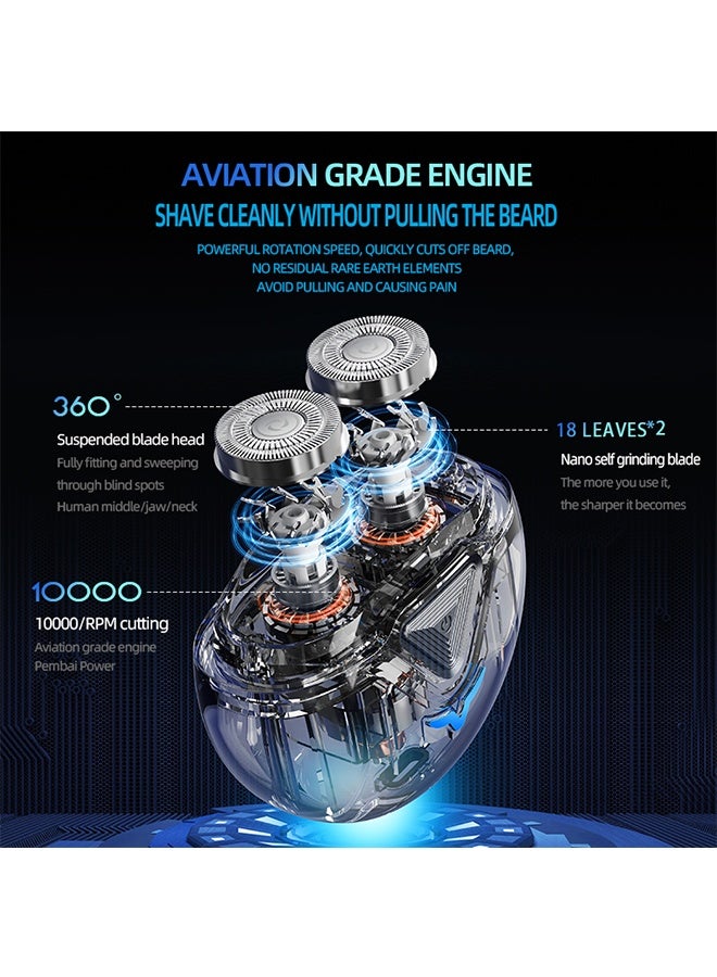 JCB CHIC ماكينة حلاقة كهربائية صغيرة، ماكينة حلاقة كهربائية محمولة دوارة مزدوجة الحلقة، ماكينة حلاقة كهربائية محمولة مزدوجة الرأس، ماكينة حلاقة لاسلكية لاسلكية للرجال للسفر للوجه والجسم (T1 رمادي) - Image 5