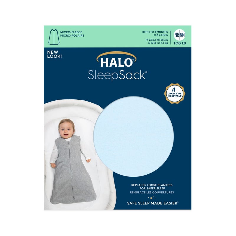 HALO Sleepsack Micro-Fleece Wearable Blanket, TOG 1.0, Baby Blue, X-Large - Image 4