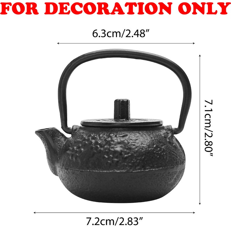 BuleVina 50ml(1.7oz) Mini Cast Iron Teapot, Imitation Japanese Kettle with Copper Handle and Bamboo Root Beam, Perfect for Home Tea and Coffee Serveware Decoration - Mini size only â€“ fits in your palm - Image 2